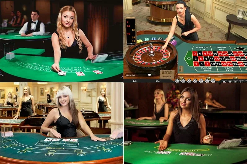 Suasana meja dealer di kasino live RAJAWALI55
